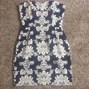 Navy Blue & Cream Dress NWOT Christmas Dress